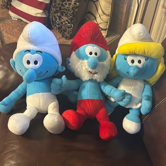 The Smurfs|3pc. Bundle-Papa Smurf, Smurfette & Happy Smurf - 2010 Nanco Plush - Picture 1 of 7